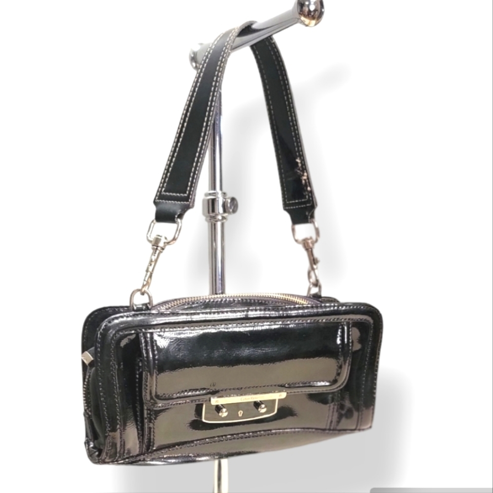 Calvin Klein Black Patent Rectangular Shaped Shoulder/Crossbody bag
